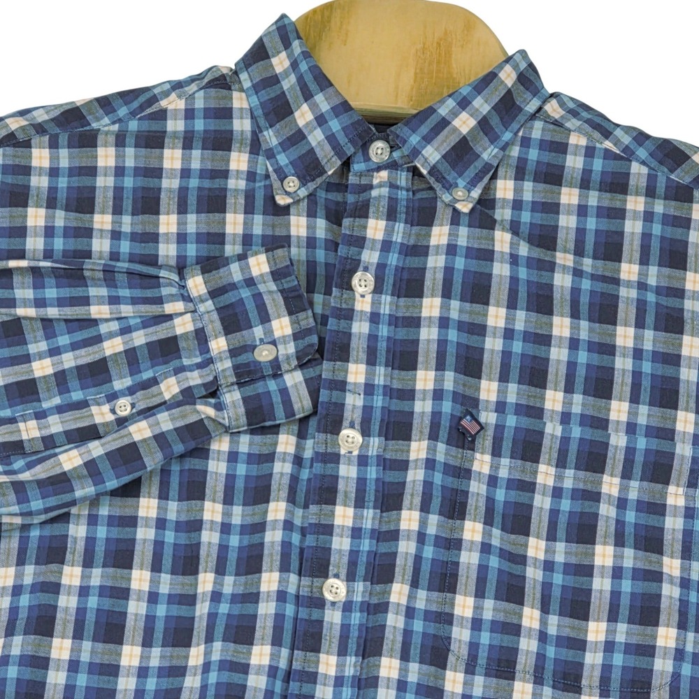 Ralph Lauren Jeans Co. Men's Shirt‎ Medium Blue Plaid Button Down Cotton
